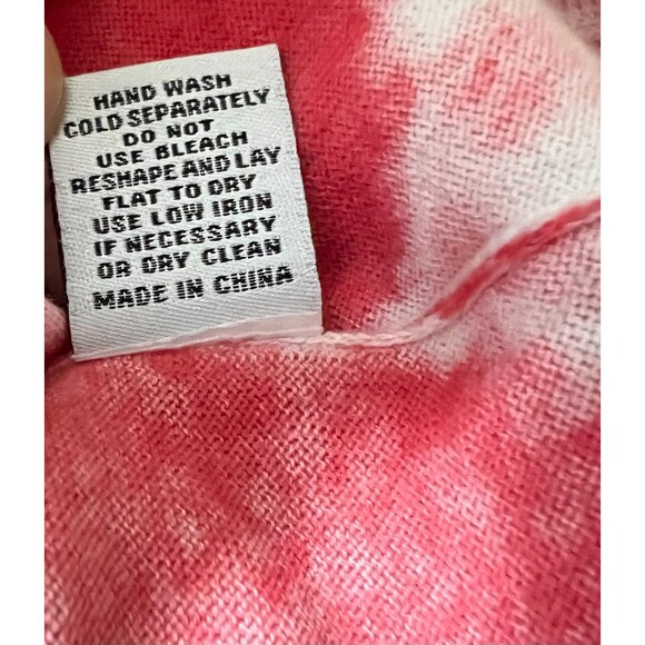 Elliott Lauren Pink Tie-Dye Lightweight V-Neck Sweater Size M Boho Beach - Picture 7 of 9